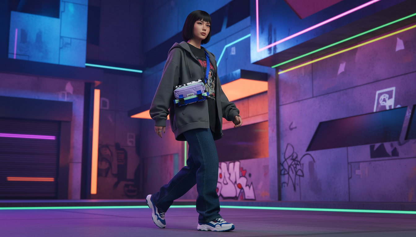 A stylish individual in an urban setting with a minimalist bag, showcasing versatility and design.