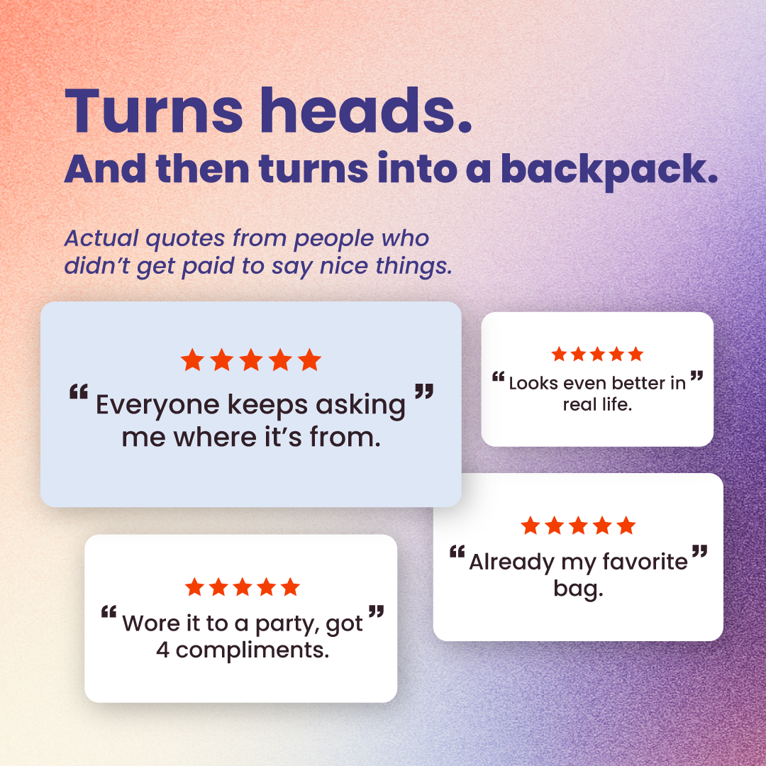 Product reviews with star ratings on a gradient background